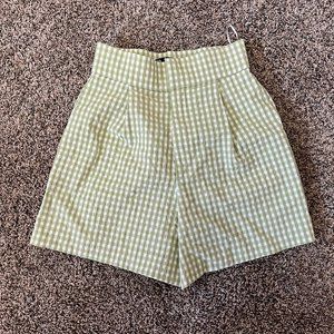 XS Checkered Green High Waisted Zara Shorts